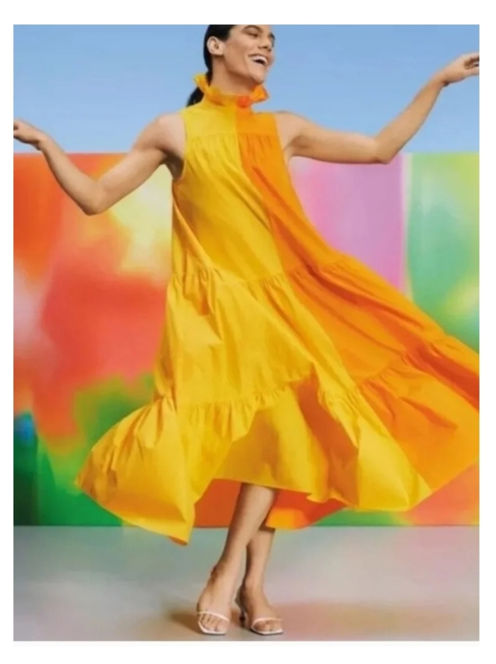 CHRISTOPHER JOHN ROGERS x TARGET Sleeveless Ruffle Two-tone Tiered Dress XS - Picture 4 of 8